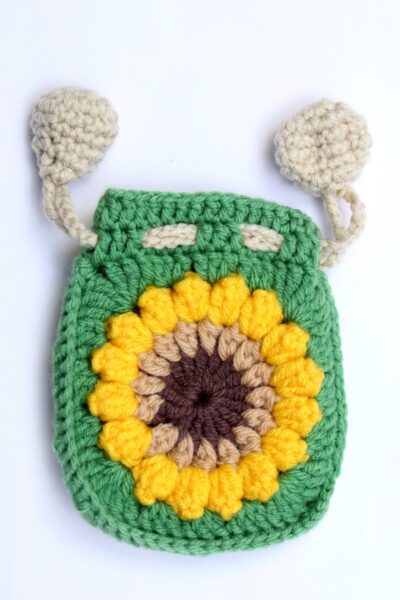Handmade Crochet Sunflower Pouch